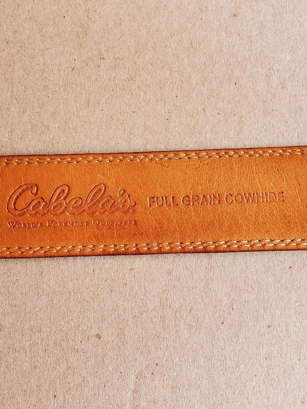 Cabela's Full Grain Cowhide Brown Leather Belt Inside Zipper Men's Size 44